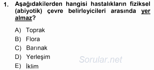 Veteriner Mikrobiyoloji ve Epidemiyoloji 2014 - 2015 Tek Ders Sınavı 1.Soru