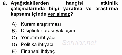 Halkla İlişkiler Uygulamaları ve Örnek Olaylar 2015 - 2016 Dönem Sonu Sınavı 8.Soru