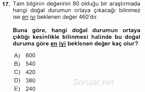 İstatistik 2 2017 - 2018 Dönem Sonu Sınavı 17.Soru