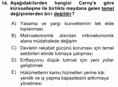 İnsan Hakları ve Demokratikleşme Süreci 2016 - 2017 Dönem Sonu Sınavı 14.Soru