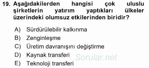 İnsan Hakları ve Demokratikleşme Süreci 2016 - 2017 Dönem Sonu Sınavı 19.Soru