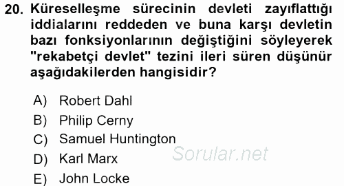 İnsan Hakları ve Demokratikleşme Süreci 2016 - 2017 Dönem Sonu Sınavı 20.Soru