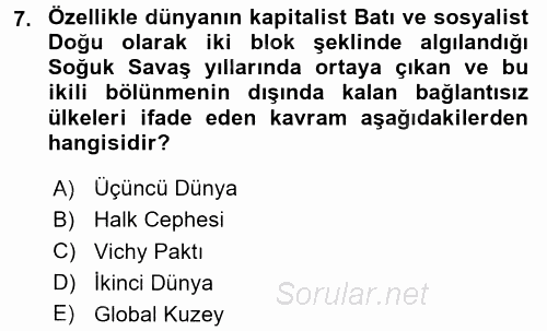 İnsan Hakları ve Demokratikleşme Süreci 2016 - 2017 Dönem Sonu Sınavı 7.Soru