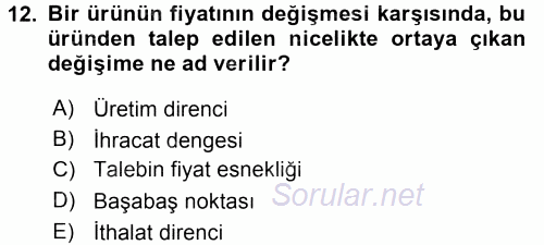 Pazarlama Yönetimi 2017 - 2018 Dönem Sonu Sınavı 12.Soru