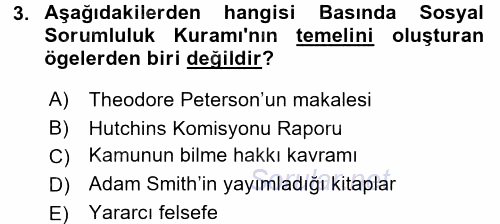 Medya ve Etik 2015 - 2016 Tek Ders Sınavı 3.Soru