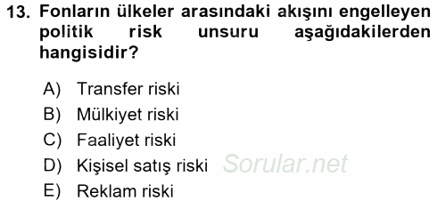 Küresel Pazarlama 2017 - 2018 Ara Sınavı 13.Soru