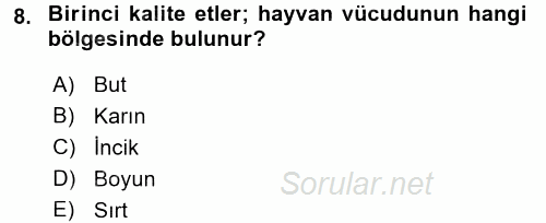 Yiyecek Üretim Temelleri 2017 - 2018 Dönem Sonu Sınavı 8.Soru