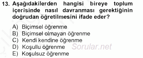 Tüketim Bilinci ve Bilinçli Tüketici 2012 - 2013 Ara Sınavı 13.Soru
