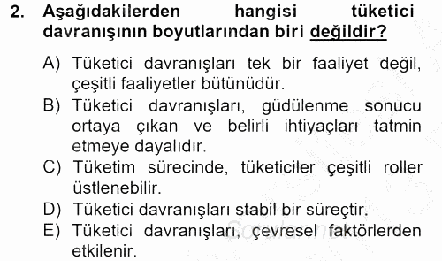 Tüketim Bilinci ve Bilinçli Tüketici 2012 - 2013 Ara Sınavı 2.Soru