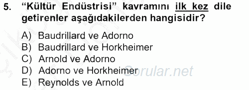 Tüketim Bilinci ve Bilinçli Tüketici 2012 - 2013 Ara Sınavı 5.Soru