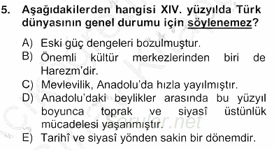 XIV-XV. Yüzyıllar Türk Edebiyatı 2012 - 2013 Ara Sınavı 5.Soru