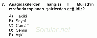 XIV-XV. Yüzyıllar Türk Edebiyatı 2012 - 2013 Ara Sınavı 7.Soru