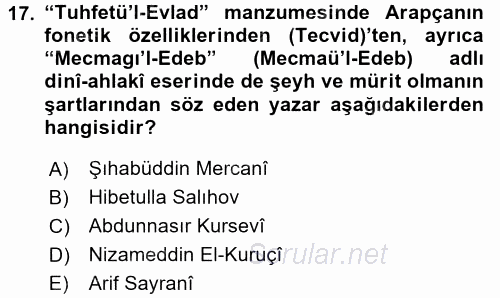 Çağdaş Türk Edebiyatları 1 2017 - 2018 Ara Sınavı 17.Soru