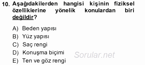 Giysi Seçimi 2014 - 2015 Ara Sınavı 10.Soru
