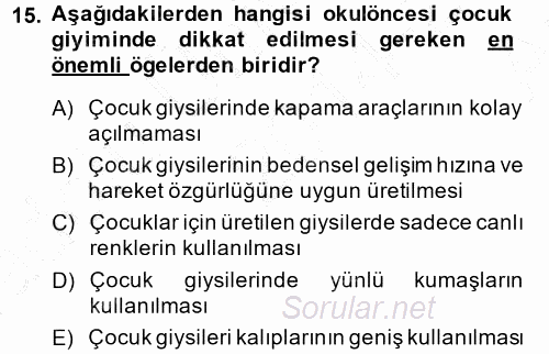 Giysi Seçimi 2014 - 2015 Ara Sınavı 15.Soru