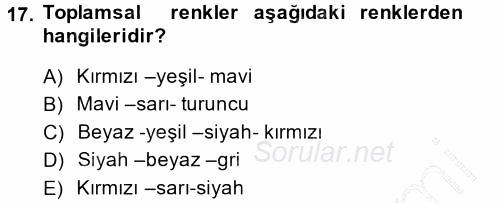 Giysi Seçimi 2014 - 2015 Ara Sınavı 17.Soru