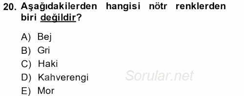 Giysi Seçimi 2014 - 2015 Ara Sınavı 20.Soru