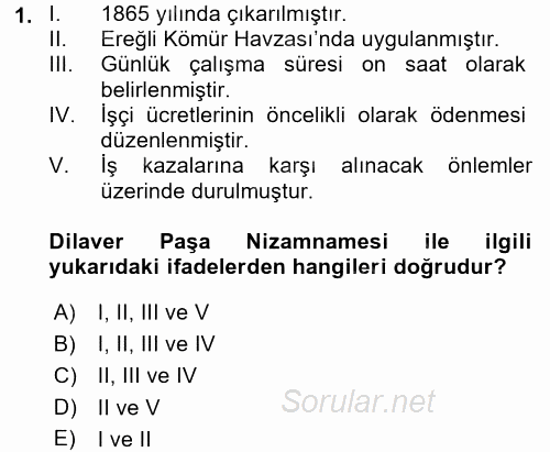 İş Sağlığı ve Güvenliği 2017 - 2018 Ara Sınavı 1.Soru