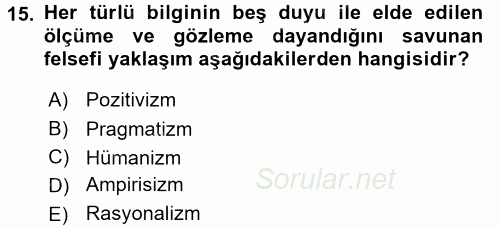 Kamu Yönetiminde Çağdaş Yaklaşımlar 2015 - 2016 Tek Ders Sınavı 15.Soru