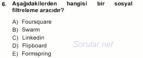 Büro Teknolojileri 2014 - 2015 Tek Ders Sınavı 6.Soru