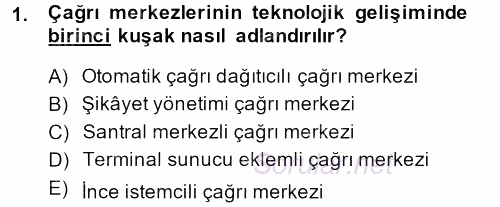 Çağrı Merkezi Yönetimi 2 2014 - 2015 Dönem Sonu Sınavı 1.Soru