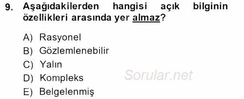 Çağrı Merkezi Yönetimi 2 2014 - 2015 Dönem Sonu Sınavı 9.Soru