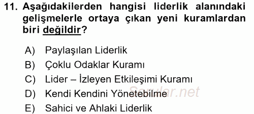 Organizasyonlarda Davranış 2015 - 2016 Ara Sınavı 11.Soru