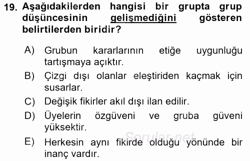 Organizasyonlarda Davranış 2015 - 2016 Ara Sınavı 19.Soru
