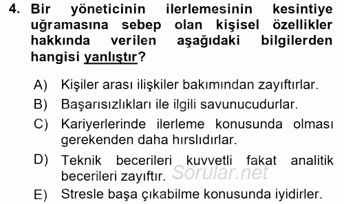 Organizasyonlarda Davranış 2015 - 2016 Ara Sınavı 4.Soru