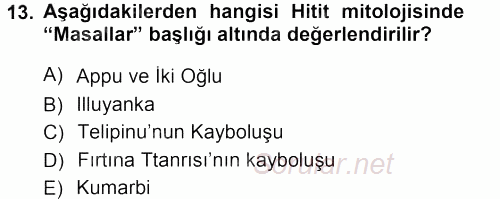 Mitoloji ve Din 2012 - 2013 Dönem Sonu Sınavı 13.Soru