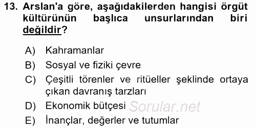 Sosyal Hizmet Kuruluşları 2017 - 2018 Dönem Sonu Sınavı 13.Soru