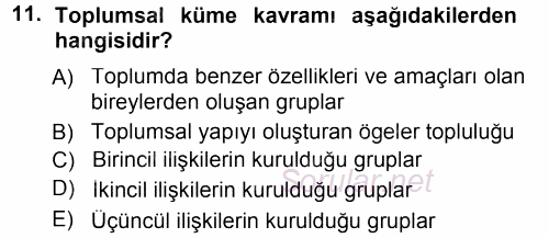 Anne Baba Eğitimi 2013 - 2014 Tek Ders Sınavı 11.Soru