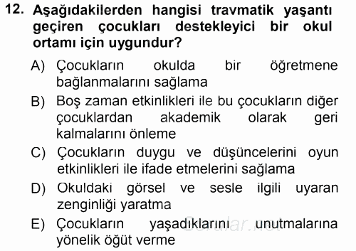 Anne Baba Eğitimi 2013 - 2014 Tek Ders Sınavı 12.Soru