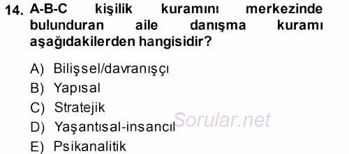 Anne Baba Eğitimi 2013 - 2014 Tek Ders Sınavı 14.Soru