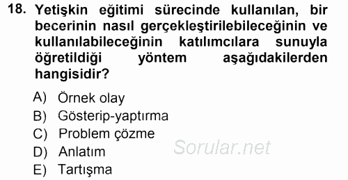 Anne Baba Eğitimi 2013 - 2014 Tek Ders Sınavı 18.Soru