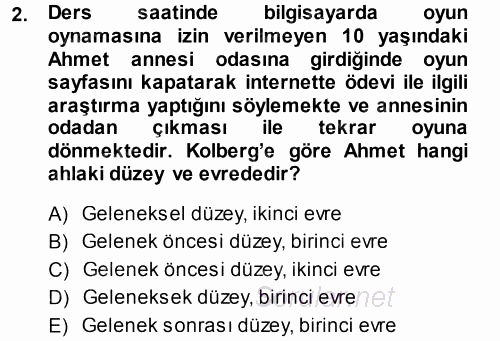 Anne Baba Eğitimi 2013 - 2014 Tek Ders Sınavı 2.Soru