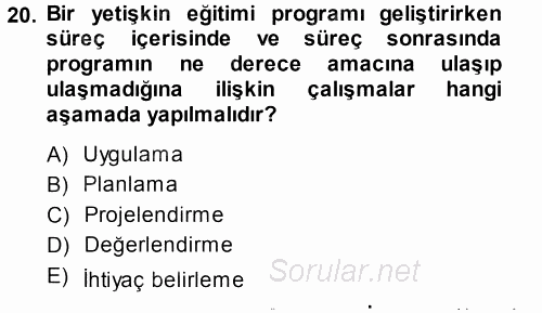 Anne Baba Eğitimi 2013 - 2014 Tek Ders Sınavı 20.Soru