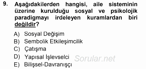 Anne Baba Eğitimi 2013 - 2014 Tek Ders Sınavı 9.Soru