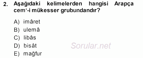 Osmanlı Türkçesi Metinleri 1 2013 - 2014 Ara Sınavı 2.Soru