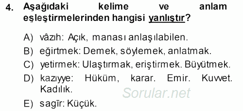 Osmanlı Türkçesi Metinleri 1 2013 - 2014 Ara Sınavı 4.Soru