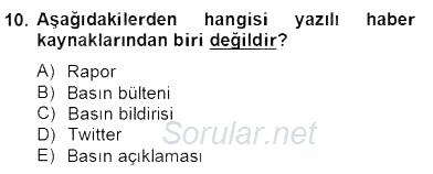 Haber Toplama Teknikleri 2012 - 2013 Dönem Sonu Sınavı 10.Soru