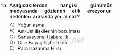 Haber Toplama Teknikleri 2012 - 2013 Dönem Sonu Sınavı 15.Soru