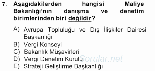Dış Ticaretle İlgili Kurumlar ve Kuruluşlar 2014 - 2015 Tek Ders Sınavı 7.Soru