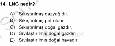 Geleneksel Enerji Kaynakları 2015 - 2016 Dönem Sonu Sınavı 14.Soru