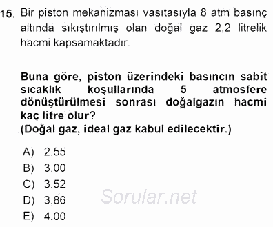 Geleneksel Enerji Kaynakları 2015 - 2016 Dönem Sonu Sınavı 15.Soru