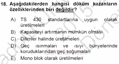 Geleneksel Enerji Kaynakları 2015 - 2016 Dönem Sonu Sınavı 18.Soru