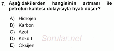 Geleneksel Enerji Kaynakları 2015 - 2016 Dönem Sonu Sınavı 7.Soru