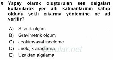 Geleneksel Enerji Kaynakları 2015 - 2016 Dönem Sonu Sınavı 8.Soru