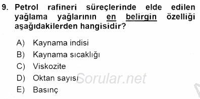 Geleneksel Enerji Kaynakları 2015 - 2016 Dönem Sonu Sınavı 9.Soru