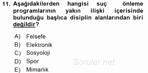 Özel Güvenlik Hizmetlerinde Güvenlik Önlemleri 2015 - 2016 Ara Sınavı 11.Soru